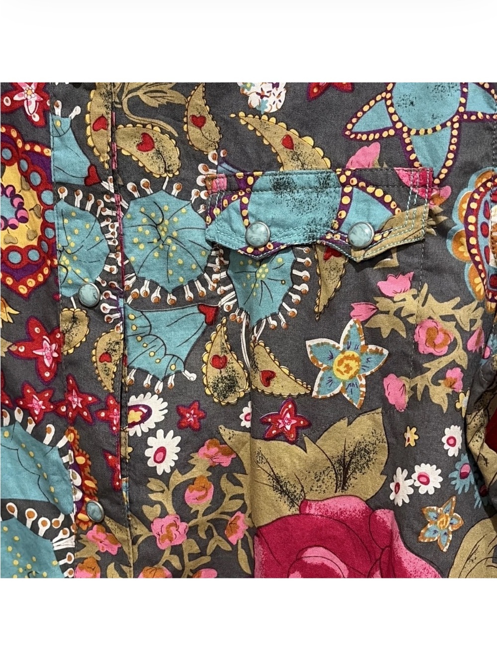 NWT Tin Haul Women Floral Patchwork Western Snap Shirt Large - Picture 3 of 14
